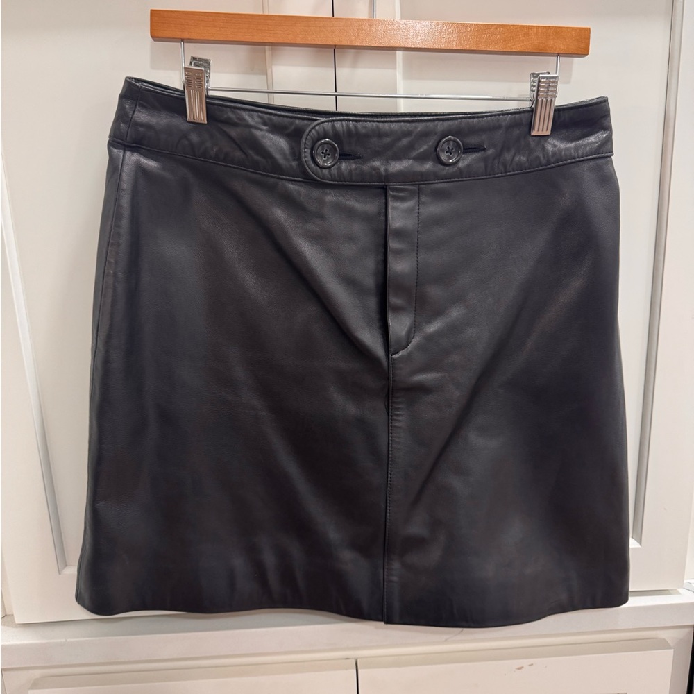 Vintage Banana Republic Black Leather Skirt 12